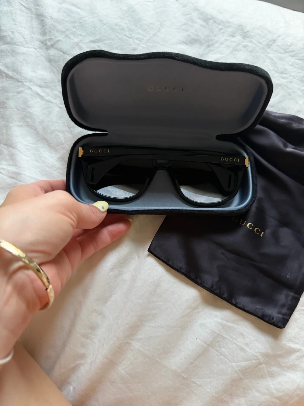 Gucci Black Men's Aviator Sunglasses with Gold Accents
